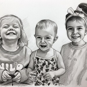 Retrato conmemorativo: agregue a su ser querido fallecido a la foto, dibujo familiar personalizado (archivo digital disponible) imagen 9