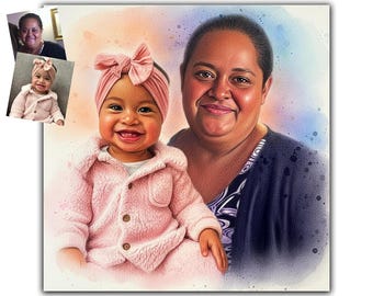 Ritratto commemorativo personalizzato ad acquerello: aggiungi il ricordo della persona cara defunta alla foto