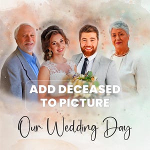 Custom Family Portrait with Deceased Loved One – Watercolor Photo Merge, Memorial Christmas Gift, Passed Away Tribute Art