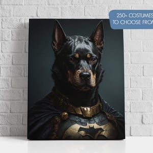 Custom pet portrait superhero, Funny dog portraits, Pet portrait superhero canvas, Funny pet portraits, Realistic superhero pet painting