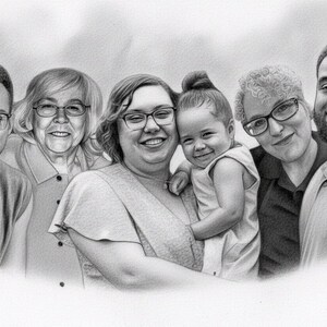 Retrato conmemorativo: agregue a su ser querido fallecido a la foto, dibujo familiar personalizado (archivo digital disponible) imagen 10