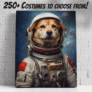 Custom Pet Astronaut Portrait: Unique Space Art Gift (Digital or Canvas)