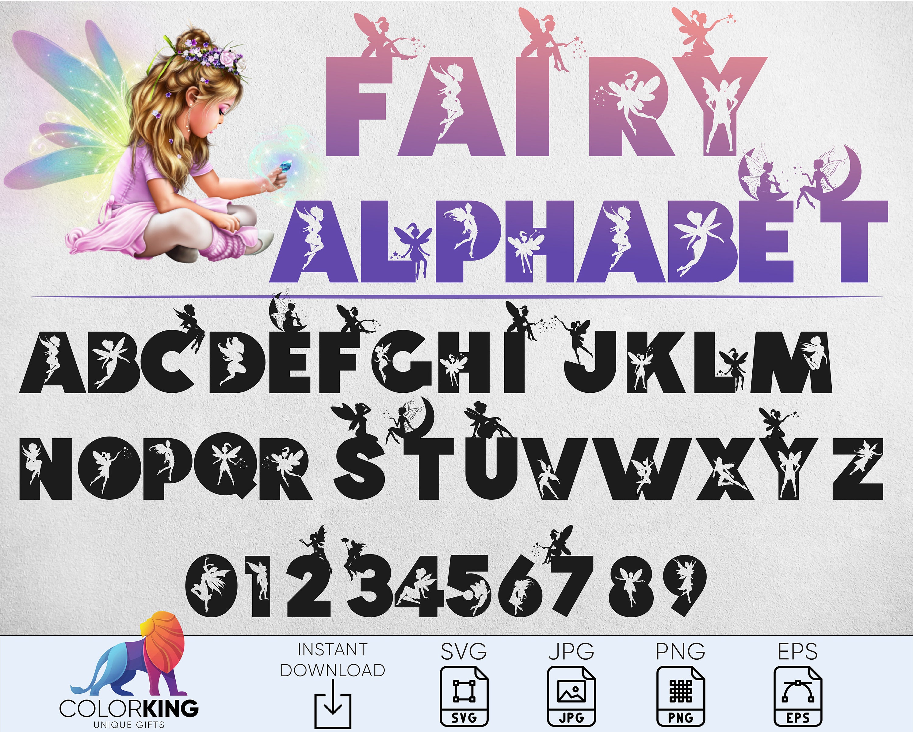 Fairy Letters SVG Fairy Alphabet SVG Baby Girl Room Decor Etsy