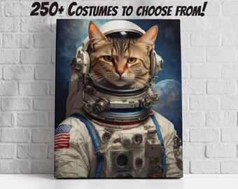 Astronauten Katzen Portrait: Haustier Foto auf Leinwand Art