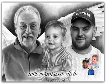 Ritratto commemorativo personalizzato su tela: unisci i tuoi cari, omaggio alle festività