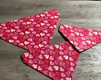 Valentine Days Bandana, Hearts, Dog Bandana, Collar, Dog, Pet Bandana, Bandana, Over the Collar