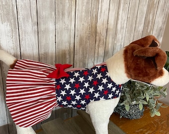 Fourth of July, Patriotic, Dog Dress,Harness, Dog Dress, Frilly Dresses