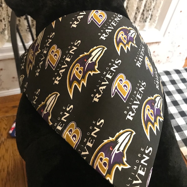 Dog Bandana, slip over the collar, Baltimore Ravens Team Fabric, Ravens, Baltimore, Sports, Football, NFL