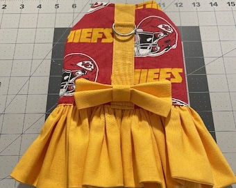 Chiefs Dog Dress, Dog Harness, Kansas City Dog Dress,