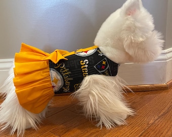 Pittsburgh Steelers, Pittsburgh Steelers Dog Dress, Harness, Dog Dress, Frilly Dresses, Dog Clothes, Puppy