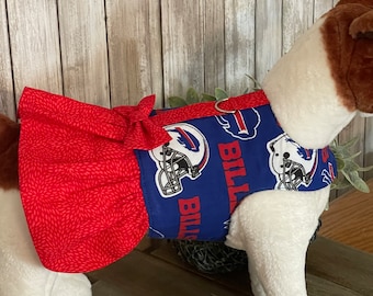 Buffalo Bills Dog Dress Harness, Ruffled Cotton Pet Outfit