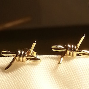 Gold 9ct Extra small Kick Ass Barbed wire studs, barb wire earrings, barb wire studs