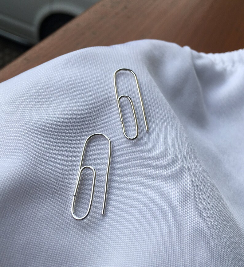 Sterling Silver Paperclip Hoop Statement Earrings 925 Paper Etsy