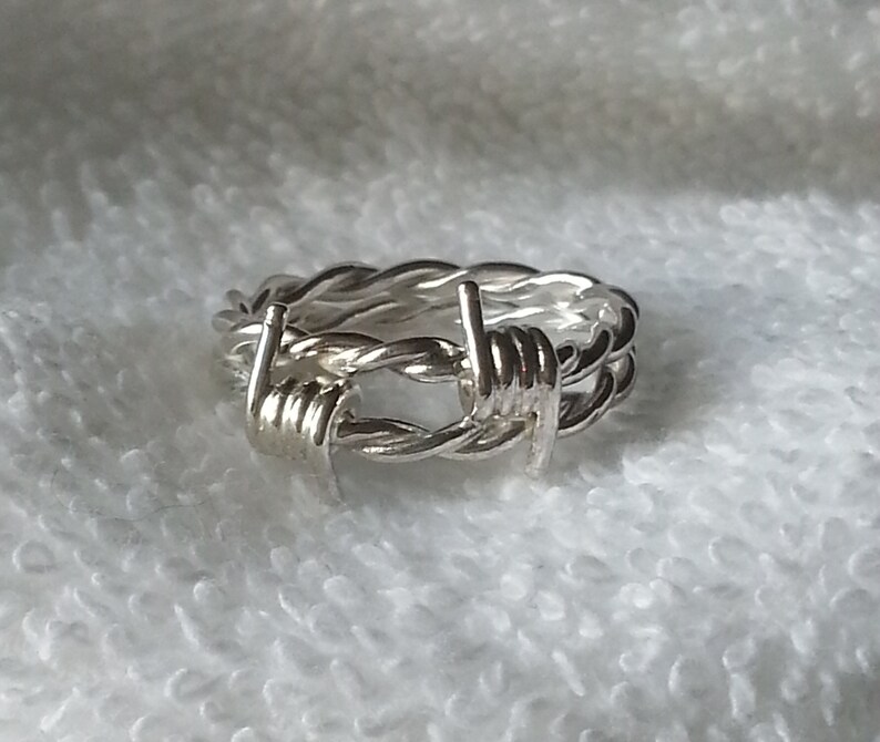 thumbnail interactive-video image 1 of Empress Genuine 925 Sterling Silver Barbed Wire Band Ring – Handmade In Bulgaria 1 of 2