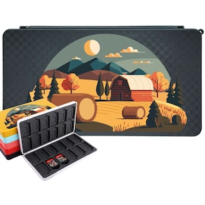 Support de jeu Scenic Farm Switch pour Nintendo Switch OLED / LITE, organiseur de jeu portable Barn 24 jeux et 24 mémoires Emplacement pour cartouche Micro SD J66