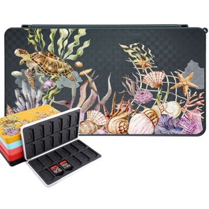 Support de jeu Sea Turtle Switch pour Nintendo Switch OLED / LITE, organiseur portable Seashell 24 jeux et 24 fentes pour cartouches Micro SD MB56