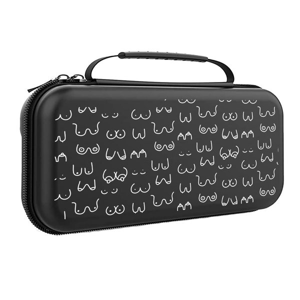 Frauen Brust Switch Tasche für Nintendo Switch OLED / Switch LITE / Switch Zubehör, Tragetasche mit 20 Spiele Slot, Hartschalentasche D1