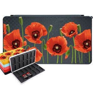 Suporte para cartão de jogo Flowers Switch para Nintendo Switch OLED / LITE, organizador portátil Poppy 24 jogos e 24 slots de cartucho micro SD de memória U124