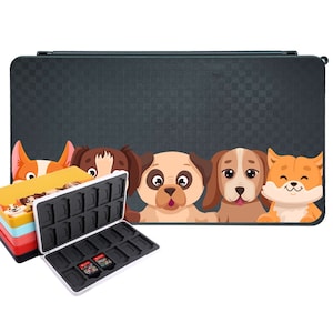 Support de jeu pour chien pour Nintendo Switch OLED / LITE, organisateur de jeu portable pour animaux de compagnie, jeu Puppy 24 et 24 fentes pour cartouches Micro SD J55