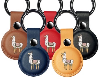 Lama AirTag Case, Vegan Leathe AirTag Case, Lama No Drama Case for Apple AirTag Tracker for Dog Cat Keys Cute Alpaca Holder AT16