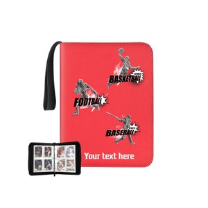 Pasta de cartões colecionáveis multiesportivos, álbum de bolso dupla face personalizado 400 para cartões esportivos, armazenamento personalizado de cartões esportivos com 50 mangas b37
