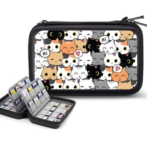 Kat Game Card Case voor Nintendo 3DS 3DSXL 2DS 2DSXL DS DSi, liefde 64 slots voor cartridges houder coole reisorganisator draagbare console N28