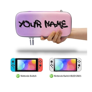 Nintendo Switch OLED 用パーソナライズ スイッチケース、アクセサリー トラベル キャリーバッグ、10 ゲームスロット、ピンク ガーリー キャリー ハードシェル ポーチ NC2