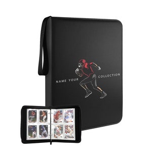 Carpeta de cromos de fútbol, álbum de bolsillo de doble cara personalizado 400 para la colección de tarjetas de rugby, almacenamiento personalizado de tarjetas deportivas de 50 mangas B31