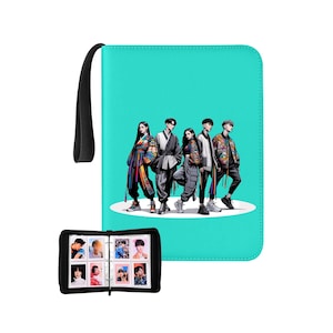 Elegante carpeta de tarjetas Kpop, 400 organizadores de bolsillo de doble cara para tarjetas fotográficas K-pop, soporte para tarjetas fotográficas K-Drama, lindo libro de tarjetas azul de 4 bolsillos KB5