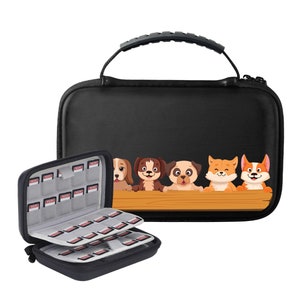 Estuche de 80 ranuras para tarjetas de juego Nintendo Switch, tarjetas SD, memoria Micro SD, juegos PS Vita, organizador de cartuchos para amantes de los perros, almacenamiento de viaje para niños J55