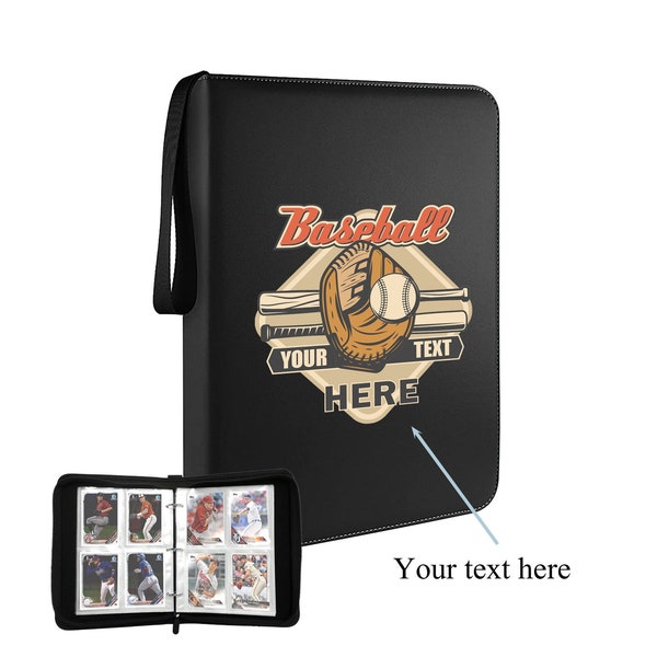 Personalized 4 Pocket Baseball Cards Binder, Custom 400 Double Sided Pocket Album for Sport Cards,  Unique Card Collection Storage B22