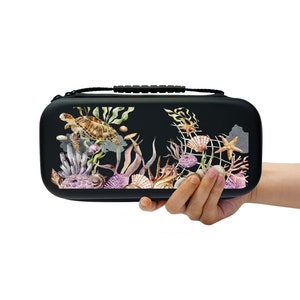 オーシャン スイッチ ケース Nintendo Switch / Switch LITE / Switch アクセサリー用 ウミガメ トラベル キャリーバッグ 20 ゲーム スロット ハードシェル ポーチ MB56