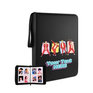 Carpeta de tarjetas Kpop de 4 bolsillos personalizada, álbum de bolsillo de doble cara personalizado 400 para tarjetas fotográficas k-pop, soporte para sesión fotográfica de banda de niño KB1