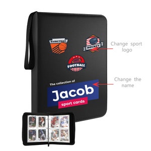 Carpeta personalizada de tarjetas deportivas de 4 bolsillos, álbum multideporte de 400 bolsillos para colección de tarjetas, almacenamiento personalizado de tarjetas coleccionables de 50 fundas B27