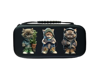 Cool Kitty Switch Case For Nintendo Switch OLED / Switch LITE / Switch Accessories, Travel Carrying Bag, 20 Game Slots, Hard Shell Pouch J70