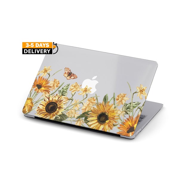 Sunflowers Case For MacBook Air 15 M3 2024 MacBook Air 13 Case Aesthetic MacBook Pro 14 Case 2023 Butterfly MacBook Pro 16 Cover 14 inch BA4