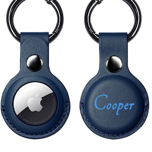 Custodia AirTag in pelle vegana personalizzata, supporto airtag personalizzato, custodia personalizzata per Apple AirTag Tracker per cani Gatti Animali domestici Chiavi Cute Bag AT12