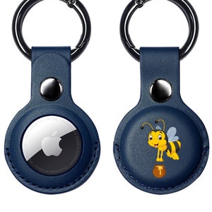 Honey Bee AirTag Case, Vegan Leathe AirTag Holder, Summer Vibe Design Case for Apple AirTag Tracker for Dog Cat Kid Keys Cute Holder AT10