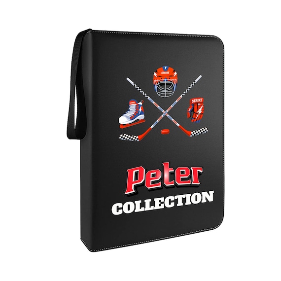 *新作アイテム23'* Hockey Droid Pocket Tee Personalized 4 Pocket Hockey Cards Binder, Custom 400 Double