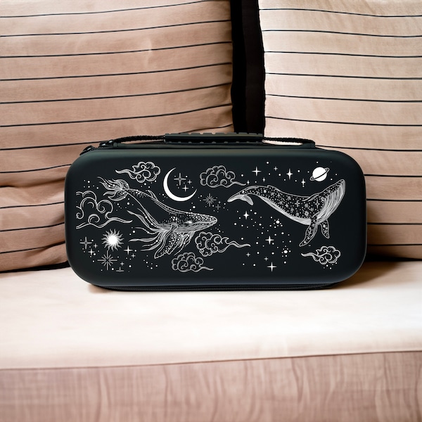 Estuche Whale Dream para Nintendo Switch 2 / Switch OLED / Switch LITE, bolsa de transporte nocturna, ranura para 20 juegos, carcasa rígida de viaje J86