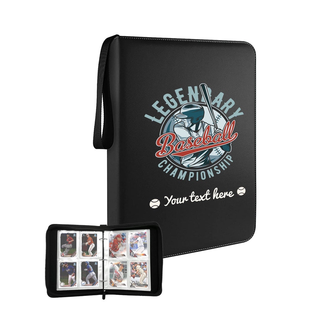 Personalized 4 Pocket Baseball Cards Binder, Custom 400 Double Sided