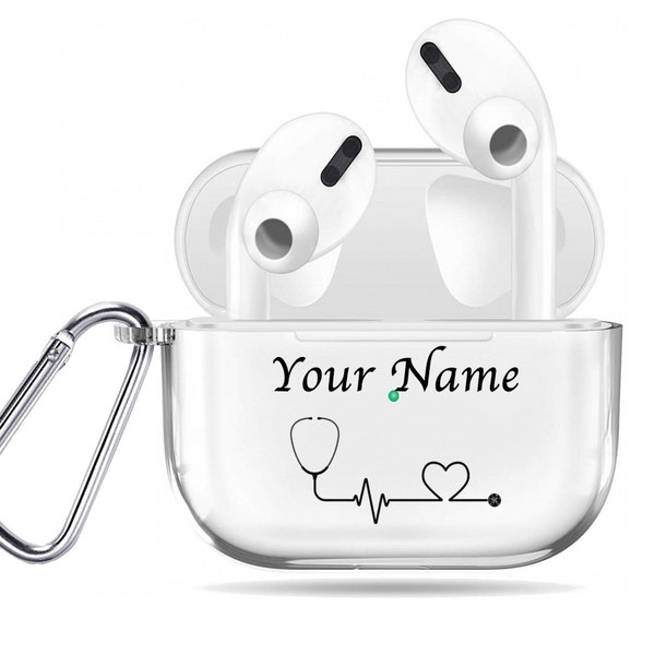 Doctor Customized AirPods Case Cover for AirPods 1 AirPods 2 AirPods Pro Personalized Design Gift for Nurse Clear Case Clip Keychain AP90