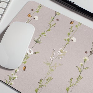 Tiny Flowers Mouse Pad Meadow Table Mat Cute Mousepad Office Decor Floral Gift For Coworker Mousepad Botanical Unique Gift for Her A611