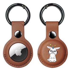 Cute White Rabbit AirTag Case, Vegan Leathe AirTag Holder, Unicorn ...
