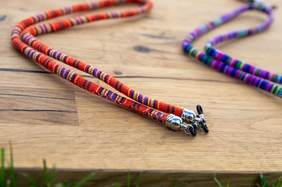 Cordino Per Occhiali In Cotone - Collana Porta Occhiali Stile Etnico Con Anelli In Silicone - Foto 6