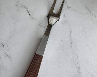 Vintage Wooden Handle Meat Fork | Serving & Cooking | Stainless Steel JAPAN