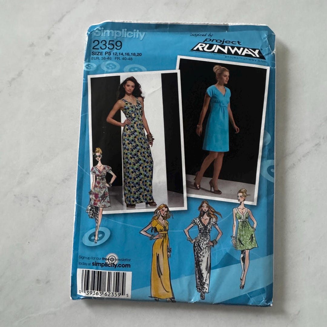 Simplicity Sewing Pattern 2359 Project Runway Misses Dress Size P5 12 ...