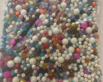 Lot of Loose Circle Round of Beads 2.12 Pounds of Variety Beads DIY Craftings Jewelry Decor