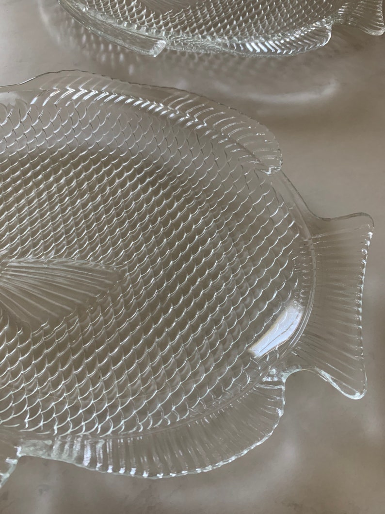 Vintage Set of 2 Clear Glass Fish Plates USA Ovenproof Etsy