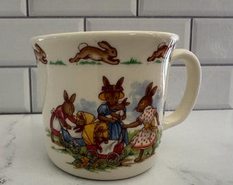 Vintage Royal Doulton Bunnykins Mug | Dancing & Carriage Picture